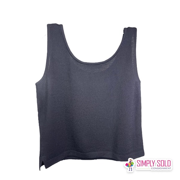 St. John Basics Women's Tank Top‎ Sleeveless Black Knit Cotton Scoop Neck Sz S - Picture 3 of 10